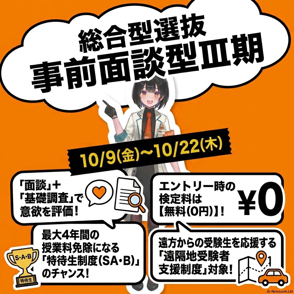 まもなく受付開始！「総合型選抜 事前面談型Ⅲ期」